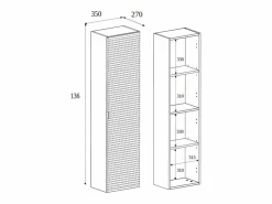 Columna De Baño|Mueble de baño, mate, 35 x 136 x 27 cm, tirador plata