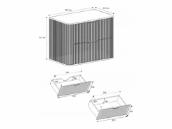 Mueble de baño para lavabo suspendido, roble nogal, 80,4 x 51,7 x 41,5 cm Marru00f3n