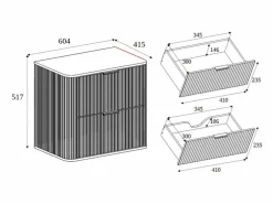 Mueble De Lavabo|Mueble de baño, Roble Craft Dorado, tirador Negro, 41,5 x 60 x 51,7 cm