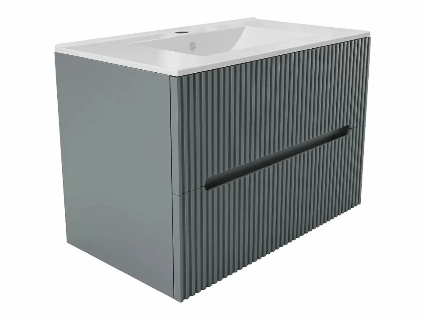 Vente-unique Mueble de baño simple con lavabo suspendido estrías , Ancho 80 cm, PAVANI Gris Outlet