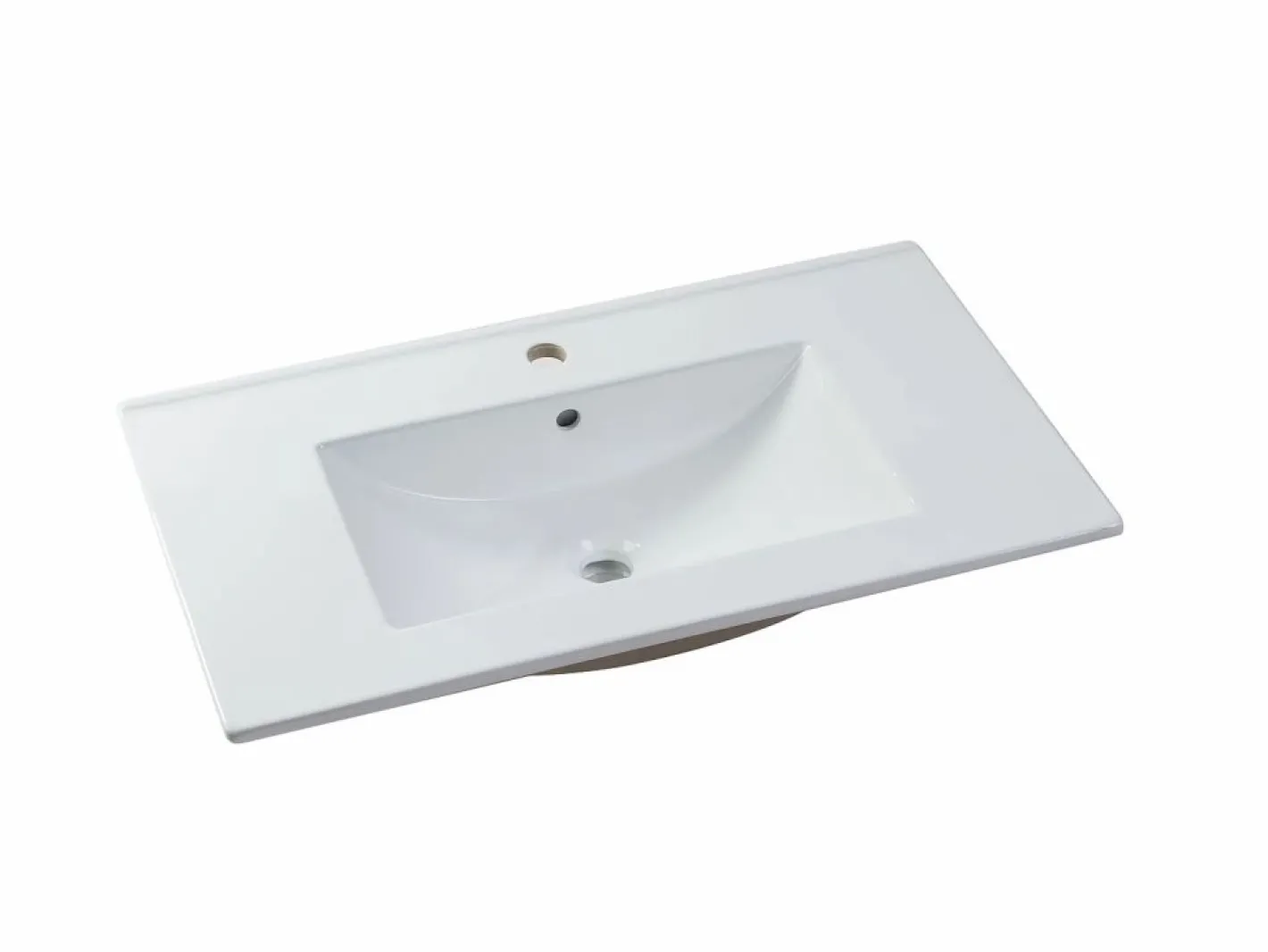 Vente-unique Mueble de baño simple con lavabo suspendido estrías , Ancho 80 cm, PAVANI Gris Outlet