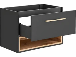 Vente-unique Mueble de baño simple lavabo suspendido con armario de toilette, 80 cm, YANGRA Gris antracita Best