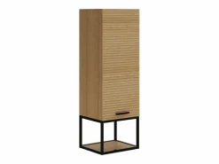 Vente-unique Conjunto De Baño|Mueble de baño suspendido estriado con lavabo sobrepuesto y columna con hueco - 120 cm - SARONE