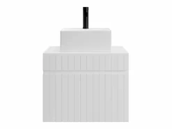 Vente-unique Mueble de baño suspendido con lavabo cuadrado , 60 cm, SATARA Blanco Best