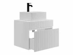 Vente-unique Mueble de baño suspendido con lavabo cuadrado , 60 cm, SATARA Blanco Best