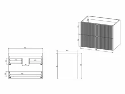 Vente-unique Conjunto De Baño|Mueble de baño suspendido con lavabo sobre encimera redondo y columna, , 80 cm ZEVINI