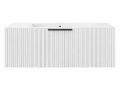 Vente-unique Mueble de baño suspendido estriado con lavabo de encimera - Color - 100 cm - PALIRO Blanco Online