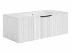 Vente-unique Mueble de baño suspendido estriado con lavabo de encimera - Color - 100 cm - PALIRO Blanco Online