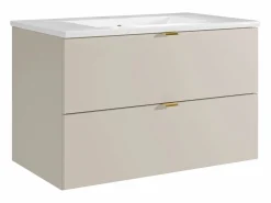 Vente-unique Mueble De Baño Simple|Mueble de baño suspendido con lavabo de encastre - - 80 cm - LAVENA