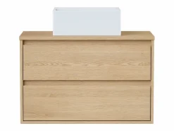Vente-unique Mueble De Baño Simple|Mueble de baño suspendido chapado roble con lavabo, 80 cm, MILIPAM