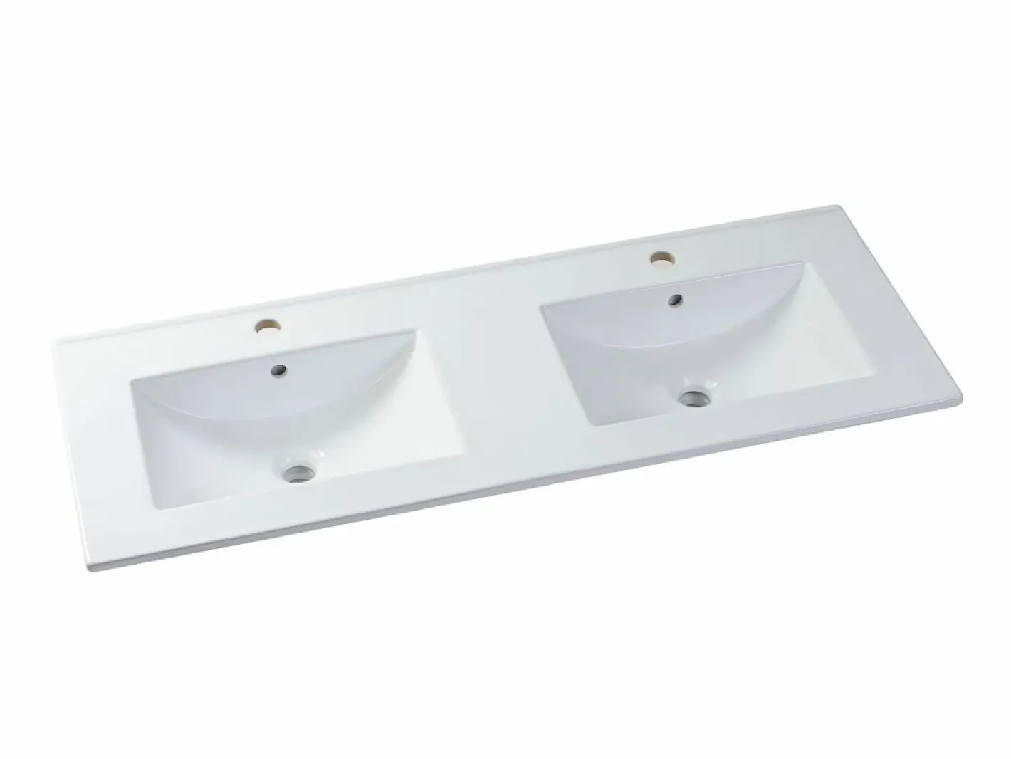Vente-unique Mueble De Baño Con Doble Lavabo|Mueble de baño suspendido chapado roble con lavabo a encastrar, 120 cm, MILIPAM