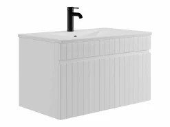 Vente-unique Mueble De Baño Simple|Mueble de baño suspendido con lavabo encastrado, 80 cm, SATARA