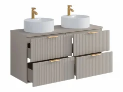 Vente-unique Mueble De Baño Con Doble Lavabo|Mueble de baño suspendido con lavabo sobre encimera - - An. 120 cm - ZEVARA