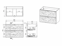 Mueble de baño suspendido texturizado - Lavabo empotrado - - 80 cm - RINAREL^Vente-unique New