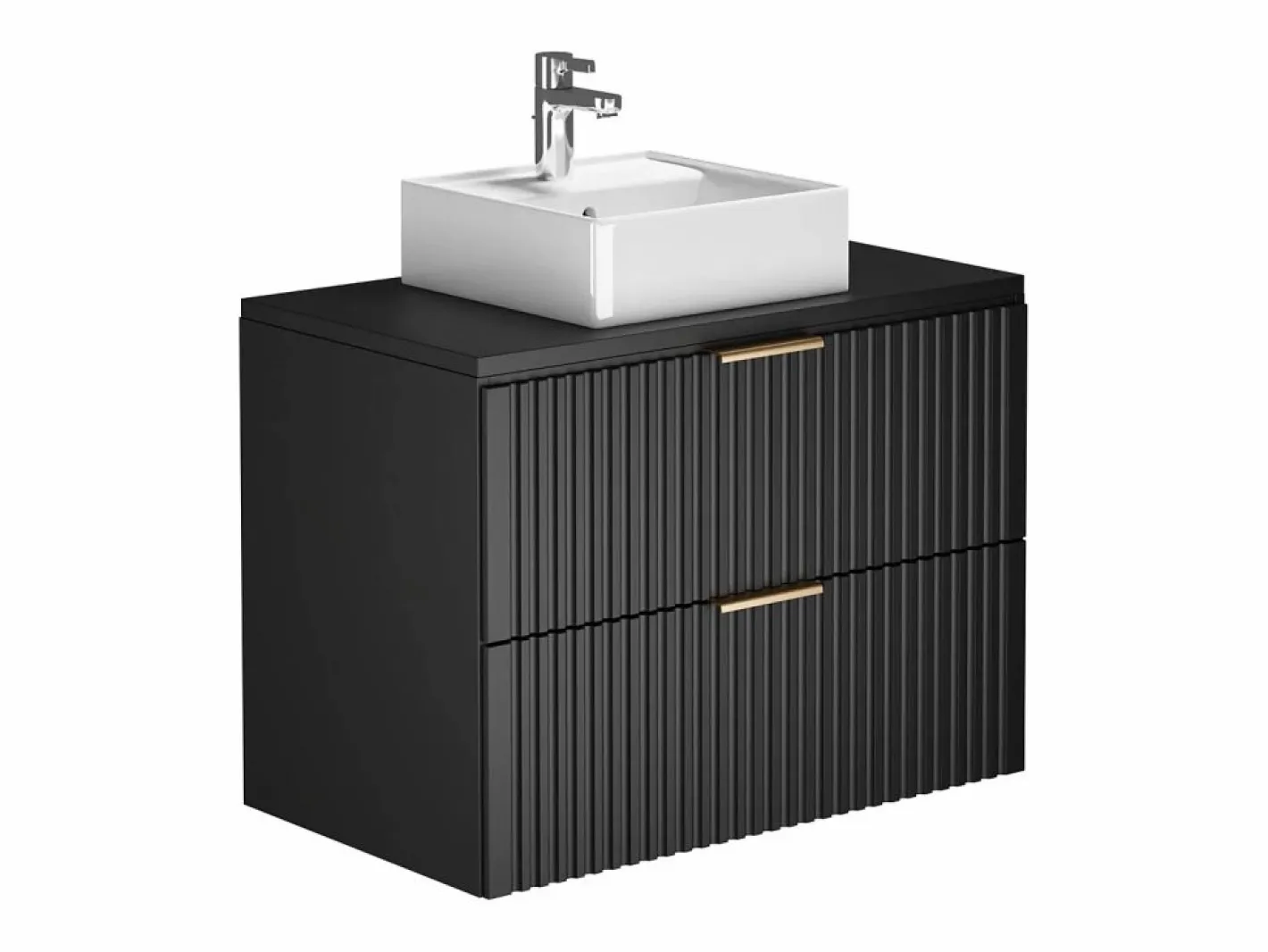 Mueble de baño suspendido con lavabo sobre encimera, ranurado, color , 80 cm de ancho, ZEVARA^Vente-unique Discount