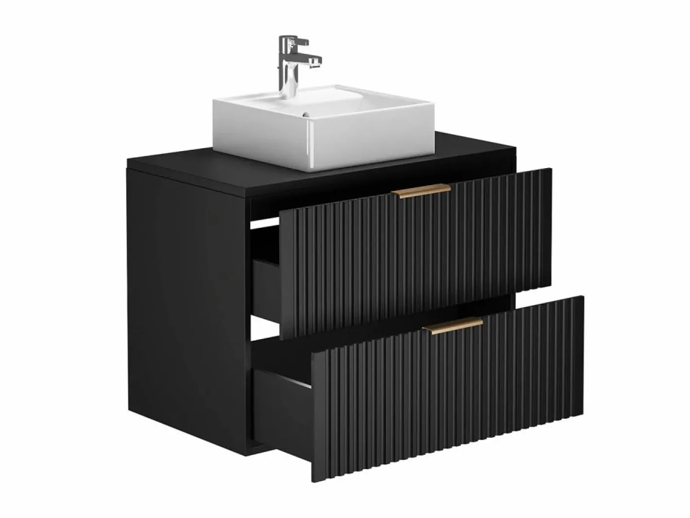 Mueble de baño suspendido con lavabo sobre encimera, ranurado, color , 80 cm de ancho, ZEVARA^Vente-unique Discount