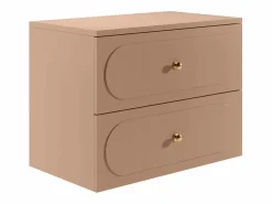 Vente-unique Mueble de baño suspendido rosa viejo con lavabo sobre encimera redondo, 80 cm, SATOBAL Rosa palo Clearance