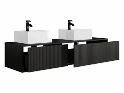 Mueble de baño suspendido estriado con lavabo doble, mate, 150 cm, ARNEGA^Vente-unique Clearance