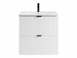Vente-unique Mueble De Baño Simple|Mueble de baño suspendido estriado con lavabo para encastrar, mate, An60 cm, ZEVINI