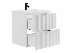Vente-unique Mueble De Baño Simple|Mueble de baño suspendido estriado con lavabo para encastrar, mate, An60 cm, ZEVINI