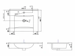 Vente-unique Mueble De Baño Simple|Mueble de baño suspendido estriado con lavabo para encastrar, mate, An60 cm, ZEVINI