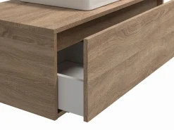 Mueble de baño suspendido con lavabo - roble - 94x32 cm - TEANA^Vente-unique