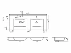 Vente-unique Mueble De Baño Con Doble Lavabo|Mueble de baño suspendido con lavabo y grifo - Estriado - 120 cm - PAVANI