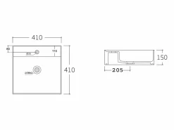 Vente-unique Mueble de baño suspendido estriado con lavabo sobre encimera, columna, , 80 cm, ZEVINI Blanco Clearance