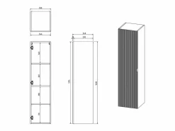 Vente-unique Mueble de baño suspendido estriado con lavabo cuadrado sobre encimera, , An.120 cm, ZEVINI Blanco Best