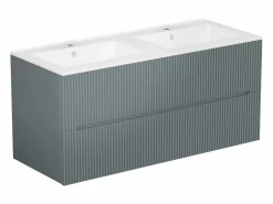Mueble de baño suspendido con lavabo encastrado - estriado - 120 cm - PAVANI^Vente-unique Discount