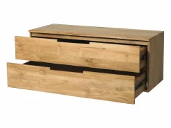 Vente-unique Mueble de baño suspendido de teca clara - 2 cajones - 115 cm - BIMBING Color natural claro Discount
