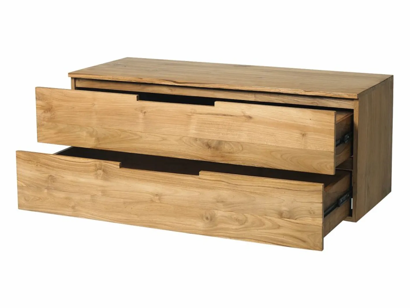 Vente-unique Mueble de baño suspendido de teca clara - 2 cajones - 115 cm - BIMBING Color natural claro Discount
