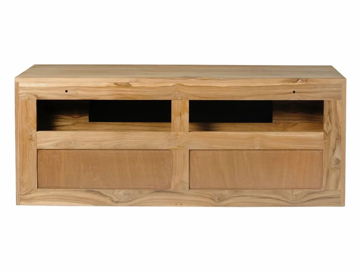 Vente-unique Mueble de baño suspendido de teca clara - 2 cajones - 115 cm - BIMBING Color natural claro Discount