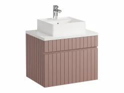 Vente-unique Mueble De Baño Simple|Mueble de baño suspendido rosa con lavabo sobre encimera, 60 cm, SATARA