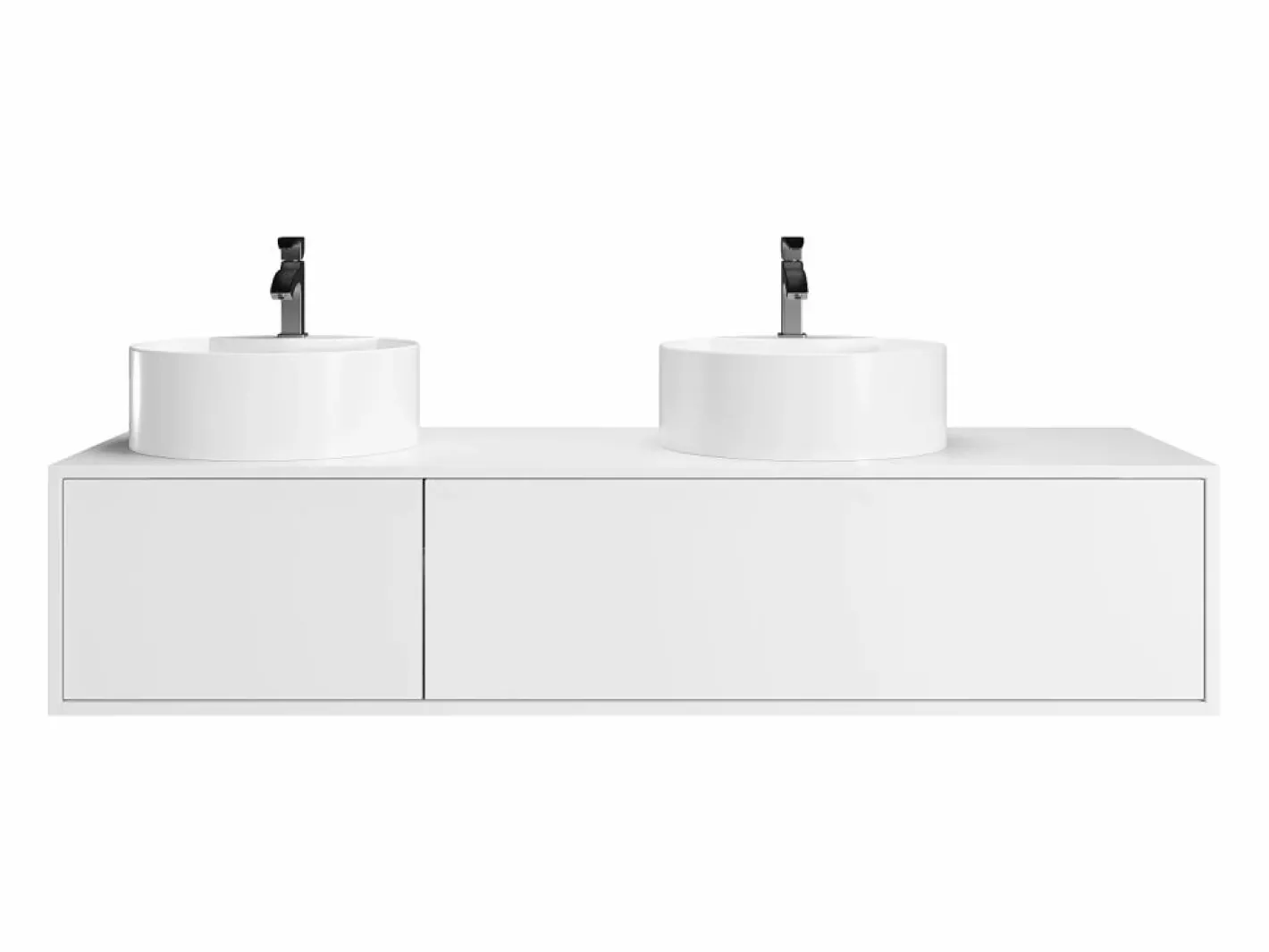 Vente-unique Mueble De Baño Con Doble Lavabo|Mueble de baño suspendido doble lavabo redondo, color , L150 x H32 cm, ISAURE