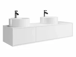 Vente-unique Mueble De Baño Con Doble Lavabo|Mueble de baño suspendido doble lavabo redondo, color , L150 x H32 cm, ISAURE