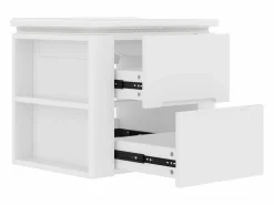 ModernLuxe Mueble de baño suspendido con lavabo de cerámica - con LED - 2 cajones - 2 estantes laterales - (grifo no incluido) Blanco Discount