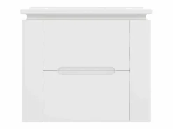 ModernLuxe Mueble de baño suspendido con lavabo de cerámica - con LED - 2 cajones - 2 estantes laterales - (grifo no incluido) Blanco Discount