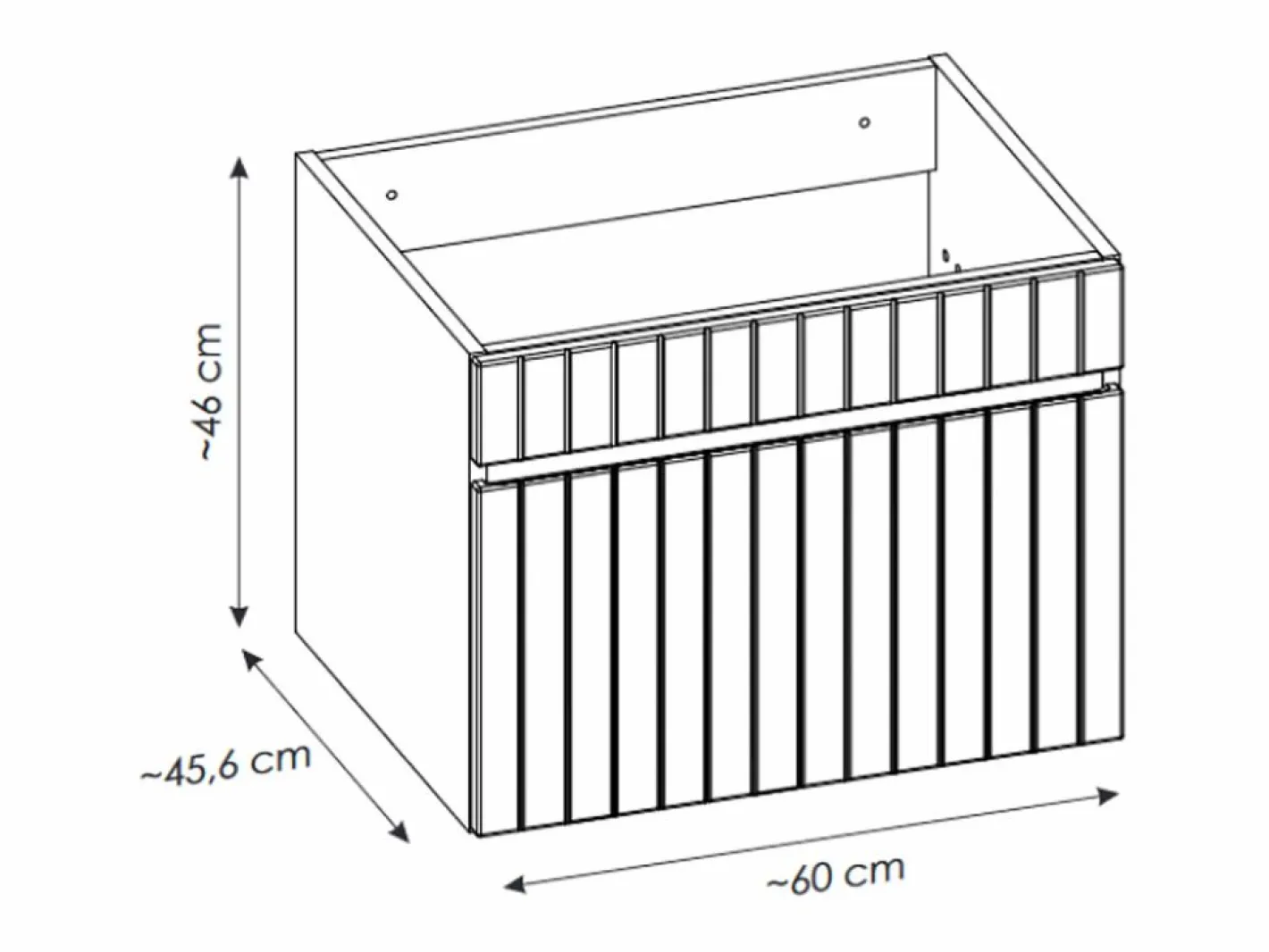 Vente-unique Mueble de baño suspendido estriado rosa con lavabo sobre encimera y columna, 60 cm, SATARA Rosa palo Online