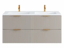 Vente-unique Mueble De Baño Con Doble Lavabo|Mueble de baño suspendido con lavabo encastrado, 120 cm, color , ZEVARA
