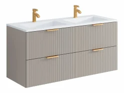 Vente-unique Mueble De Baño Con Doble Lavabo|Mueble de baño suspendido con lavabo encastrado, 120 cm, color , ZEVARA