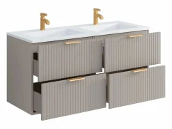 Vente-unique Mueble De Baño Con Doble Lavabo|Mueble de baño suspendido con lavabo encastrado, 120 cm, color , ZEVARA