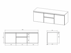Mueble de baño suspendido con lavabo doble, , 150 cm de ancho, JIMENA^Vente-unique Clearance