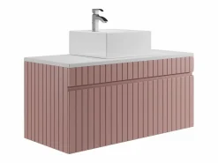 Vente-unique Mueble De Baño Simple|Mueble de baño suspendido rosa con lavabo sobre encimera, 100 cm, SATARA