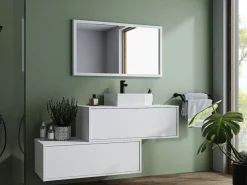Vente-unique Mueble De Baño Simple|Mueble de baño suspendido con lavabo individual, , 2 cajones, 94 cm, TEANA