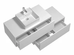 Vente-unique Mueble De Baño Simple|Mueble de baño suspendido con lavabo individual, , 2 cajones, 94 cm, TEANA