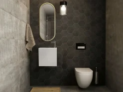 Shower & Design Lavabo|Mueble De Aseo|Mueble de baño suspendido de solid surface con estante 40 cm - PUMORI