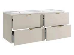 Vente-unique Mueble De Baño Con Doble Lavabo|Mueble de baño suspendido con lavabo encastrado - - 120 cm - LAVENA