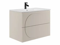 Vente-unique Mueble de baño suspendido con lavabo empotrado - - 80 cm - VUTOMA Beige New
