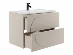 Vente-unique Mueble de baño suspendido con lavabo empotrado - - 80 cm - VUTOMA Beige New